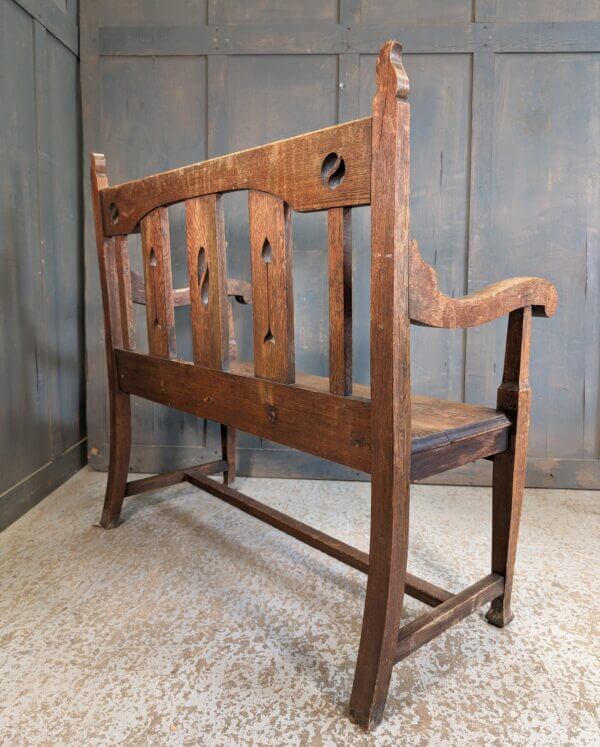 Circa 1900 Liberty Style Oak Arts & Crafts Settle