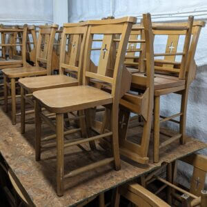 Set of 4 Classic Cross Back Beech Church Chapel Chairs From St Pauls West Wycombe
