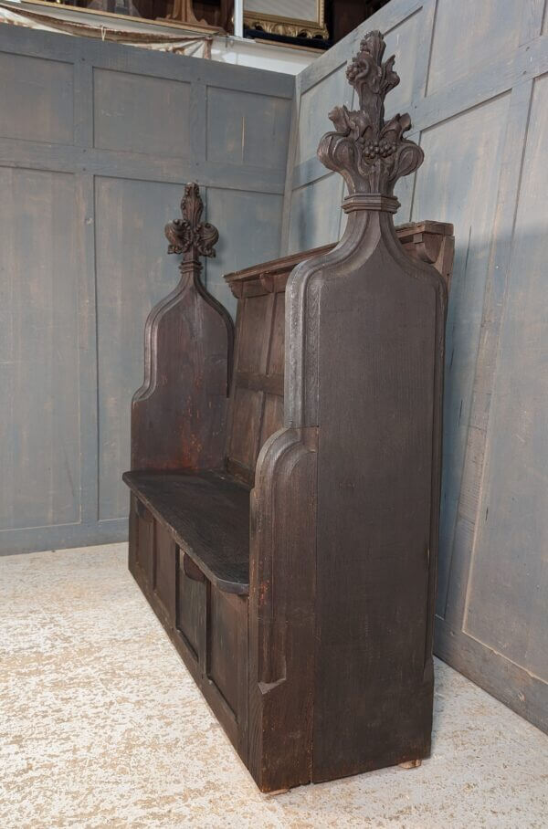 Unusual & Strangely Practical Antique Gothic Dark Oak Choir Pew/Monks Bench