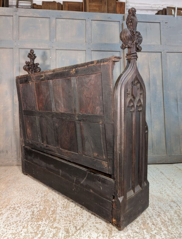 Unusual & Strangely Practical Antique Gothic Dark Oak Choir Pew/Monks Bench