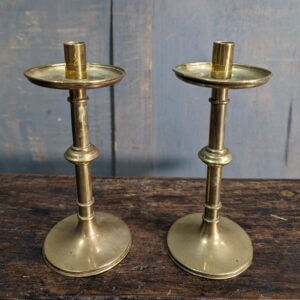 Small Antique Pair of Brass Devotional Candlesticks