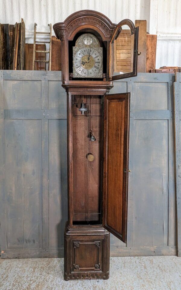 1900's Oak French Grandfather Clock Horloge de Parquet in the 1700's Style