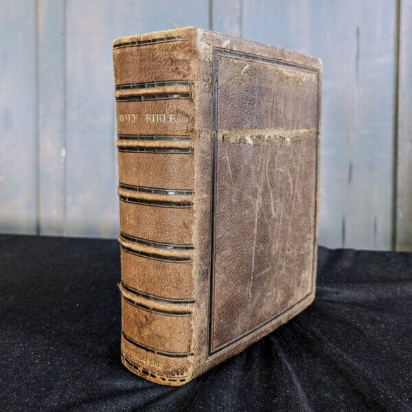 Victorian 'Comprehensive' Leather Bound Lectern Bible By Bagster
