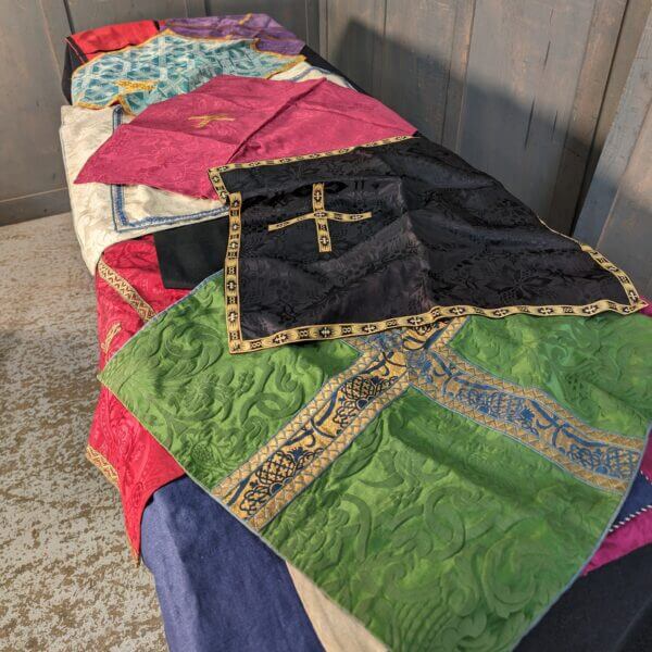 Sixteen Large Square Of Mostly Silk Religious Eccleisistical Church Material - 'Veils'