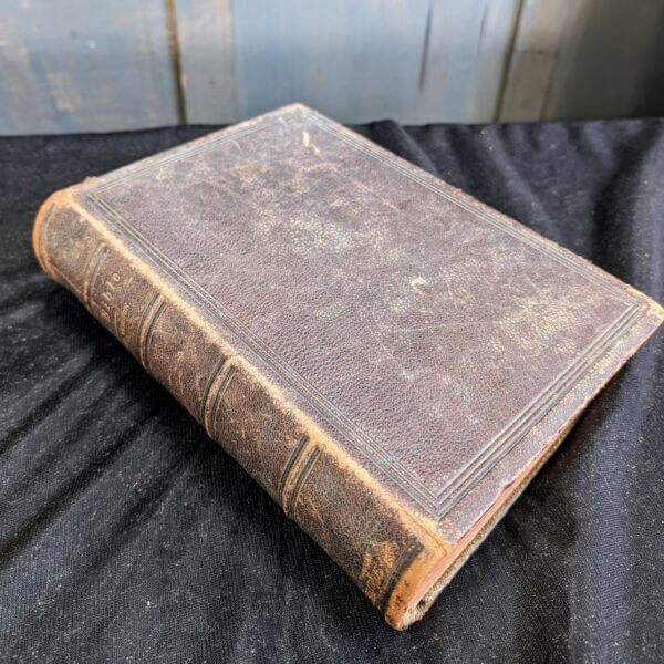 Brown Leather Bound Revised 1885 Cambridge Family Bible Mid-Size