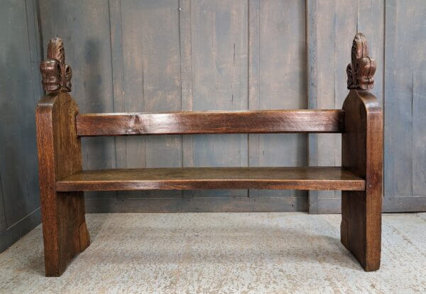 Medieval Style Victorian Heavy Oak Narrow Hallway Church Chapel Pew Bench from Sussex