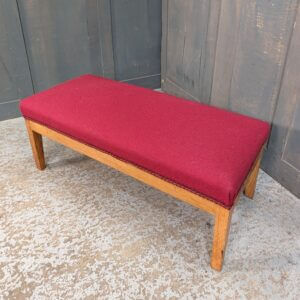 Low Upholstered 1950's Stool or Tall Kneeler