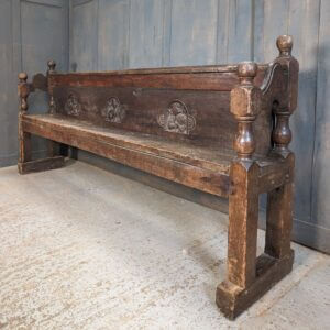 Very Early 16th /17th Century Carved Oak Church Pew From The Private Chapel of Brede Place, Sussex.