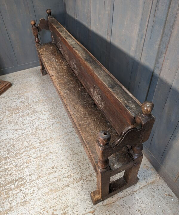 Very Early 16th /17th Century Carved Oak Church Pew From The Private Chapel of Brede Place, Sussex.