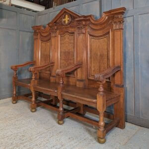 Monumental and Imposing Three Seater Carved Teak Throne Chair/Bench