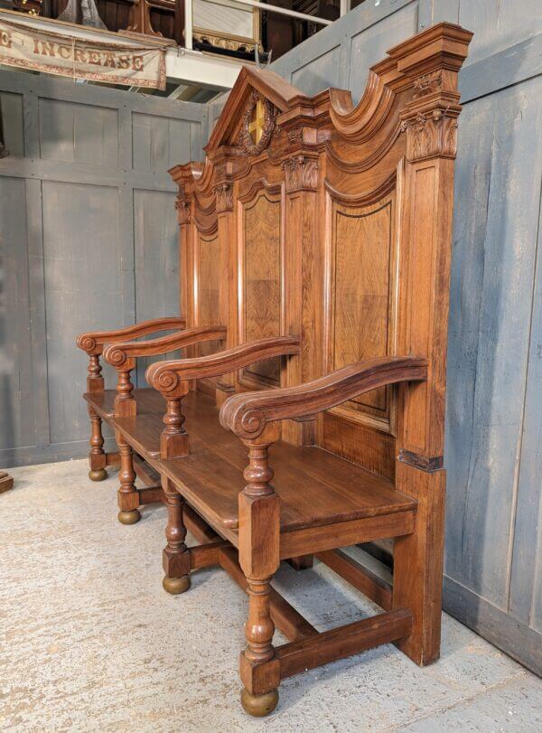 Monumental and Imposing Three Seater Carved Teak Throne Chair/Bench