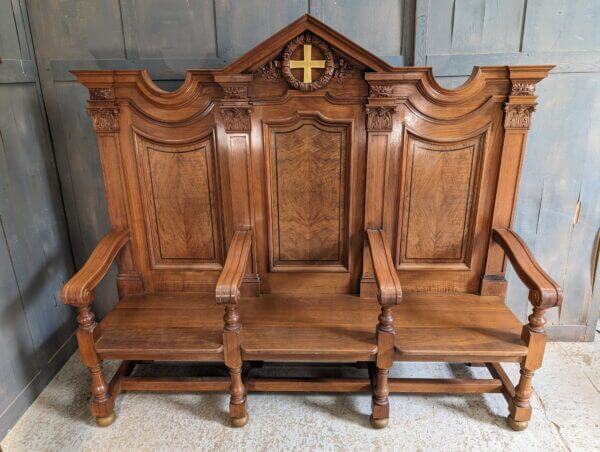 Monumental and Imposing Three Seater Carved Teak Throne Chair/Bench