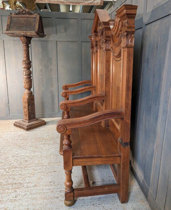 Monumental and Imposing Three Seater Carved Teak Throne Chair/Bench