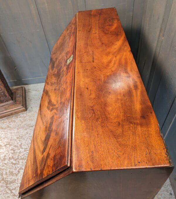 A Fine George III Mahogany Bureau With Original Brass Oval Handles