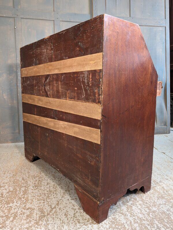 A Fine George III Mahogany Bureau With Original Brass Oval Handles