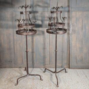 Antique 17th Century Iron Church Floor Pricket Candelabra from The Chapel at Brede Place Sussex