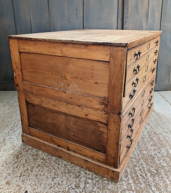 Very Nice 8 Drawer Antique Plan Vestment Chest with Brass Handles and Name Plates