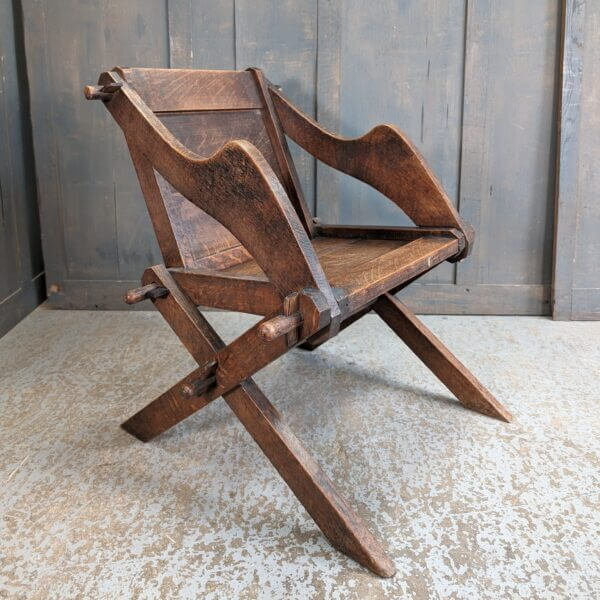 Victorian Oak Glastonbury Church Chair from the Chapel of Brede Place Sussex