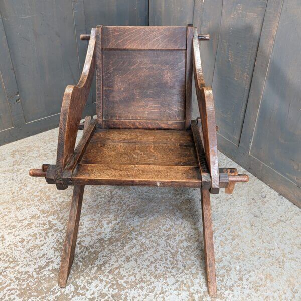 Victorian Oak Glastonbury Church Chair from the Chapel of Brede Place Sussex