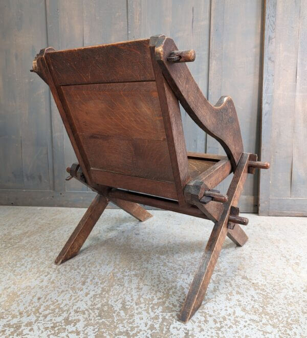 Victorian Oak Glastonbury Church Chair from the Chapel of Brede Place Sussex