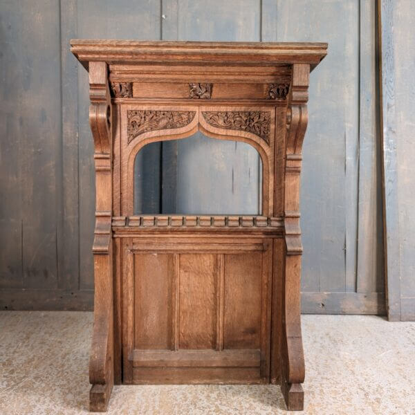 Carved Gothic Oak Victorian Church Lectern Ambo Reading Desk from Portsmouth