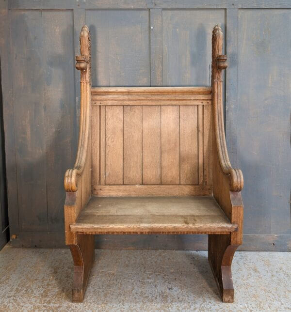 Victorian Gothic Oak Church Celebrants High Chair from Portsmouth