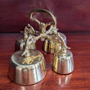 Set of Four Solid Brass Sanctus Altar Liturgical Bells in Rococo/Baroque Style