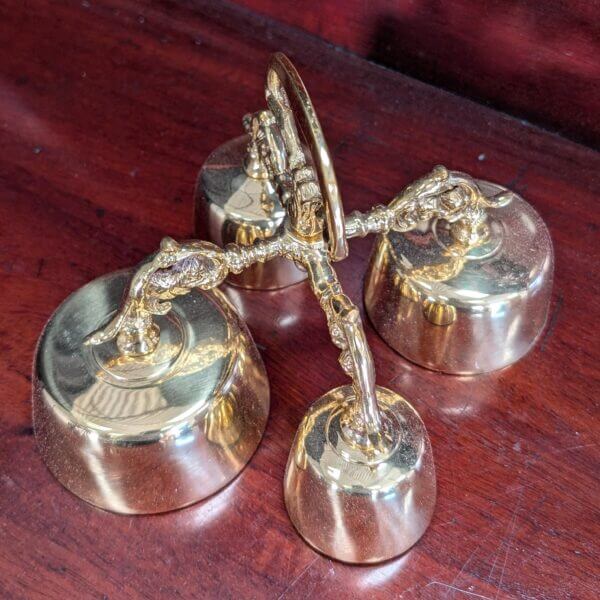 Set of Four Solid Brass Sanctus Altar Liturgical Bells in Rococo/Baroque Style
