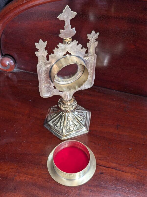 Gothic Style Small to Medium Ornate Brass Monstrance Reliquary Holder