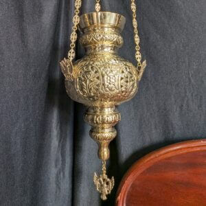 Magnificent Extra Large Vigil Sanctuary Lamp with Double Headed Eagles and Wondrous Blooms.