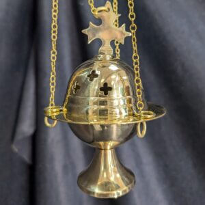 Miniature Brass Dome & Cross Top Incense Burner Censer Thurible