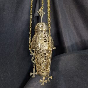 Heavy Brass 'St George' Ornate Eastern Styled Thurible Censer Incense Burner