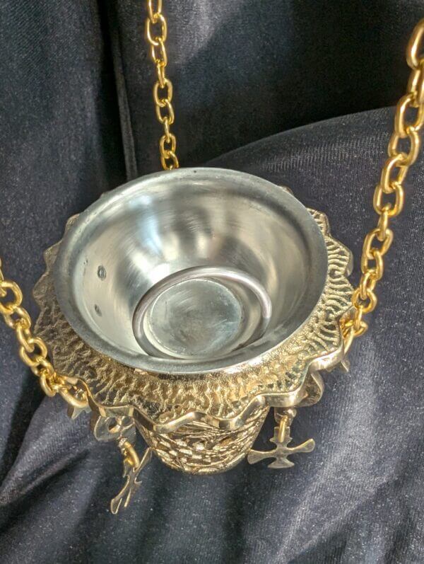 Heavy Brass 'St George' Ornate Eastern Styled Thurible Censer Incense Burner