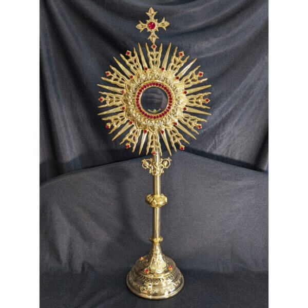 Large Spectacular Bejewelled Gilt Brass Monstrance