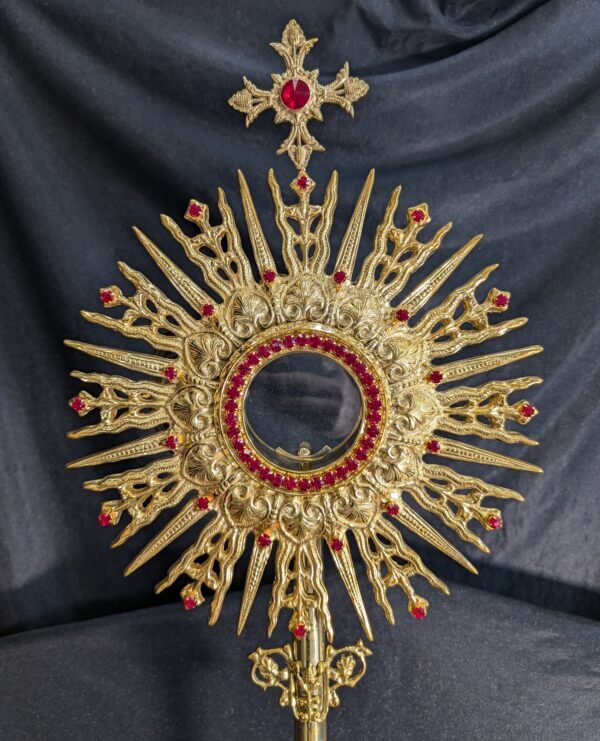 Large Spectacular Bejewelled Gilt Brass Monstrance