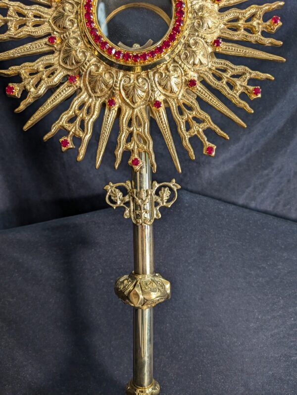 Large Spectacular Bejewelled Gilt Brass Monstrance