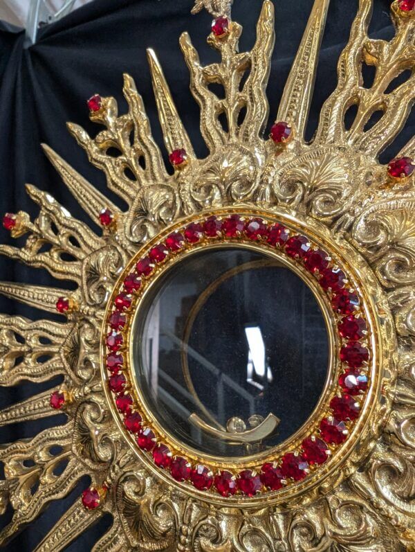 Large Spectacular Bejewelled Gilt Brass Monstrance