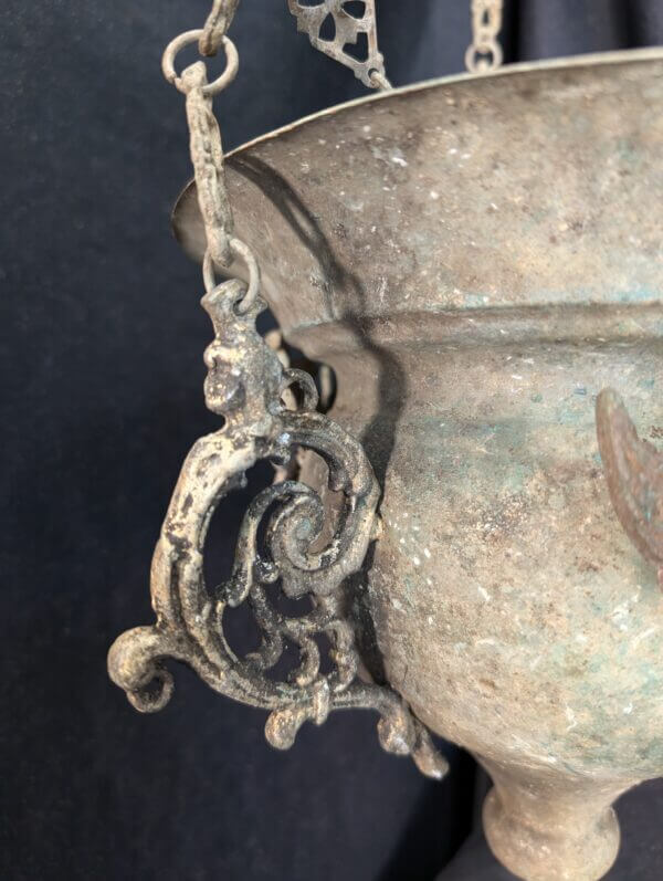 Greek Barn Find Large Tarnished Copper & Brass Orthodox Sanctuary Lamp