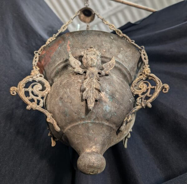 Greek Barn Find Large Tarnished Copper & Brass Orthodox Sanctuary Lamp