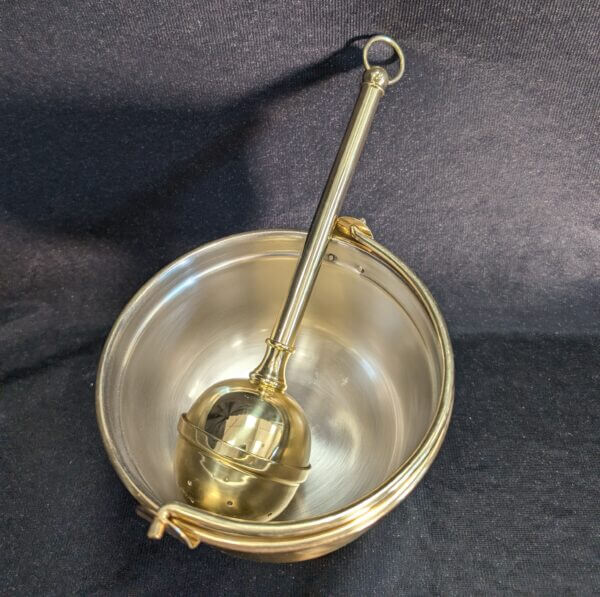 Medium Holy Water Vat Pail Pot & Holy Water Sprinkler Aspergillum