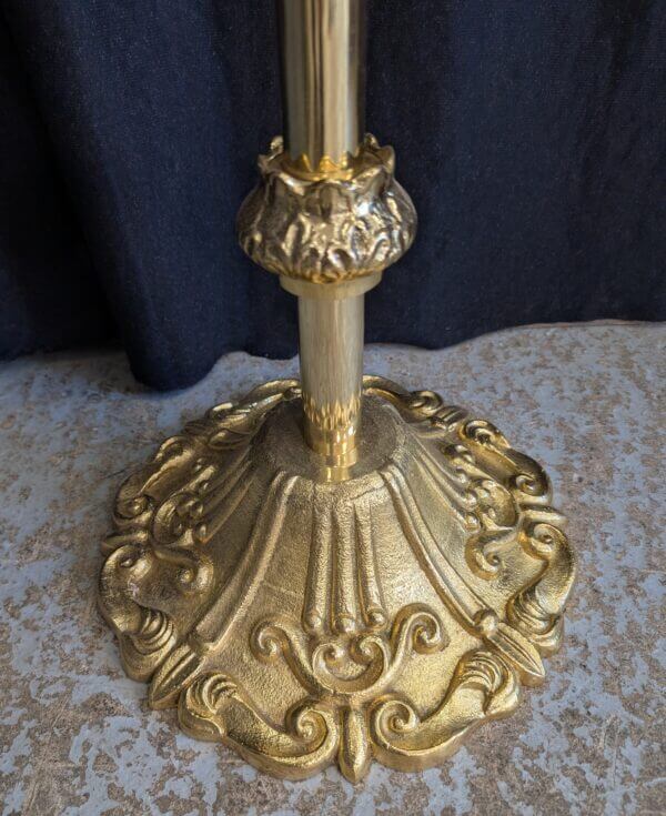 Heavy Solid Brass Ornate Processional Cross with Stand