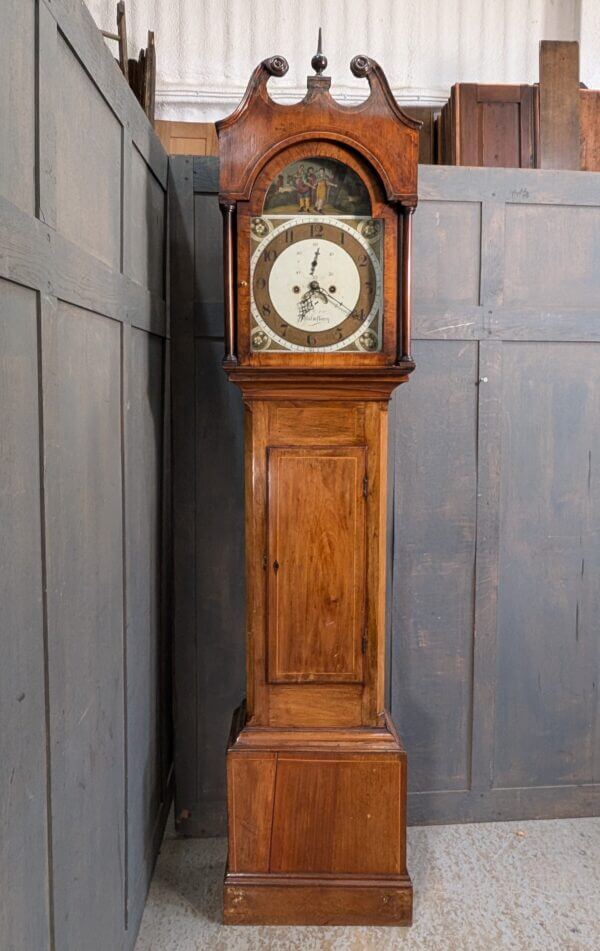 Handsome Georgian Antique Longcase Inlaid Mahogany Grandfather 8 Day Clock from Shaftsbury Intermittently Working