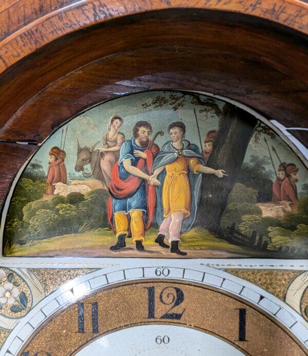 Handsome Georgian Antique Longcase Inlaid Mahogany Grandfather 8 Day Clock from Shaftsbury Intermittently Working