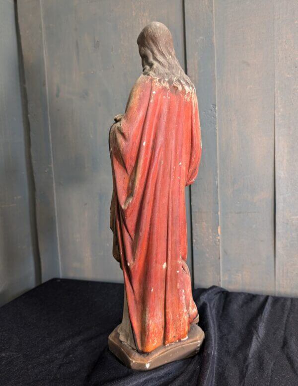 Antique French Sacred Heart Religious Statue Jesus Christ The Sacred Heart