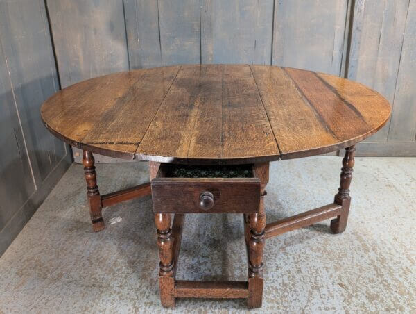 Excellent Colour 18th Century Oak Gateleg Table with Long Drawer