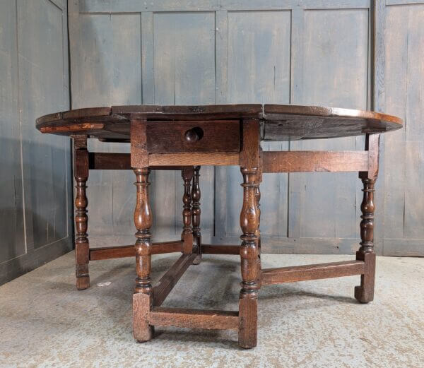 Excellent Colour 18th Century Oak Gateleg Table with Long Drawer