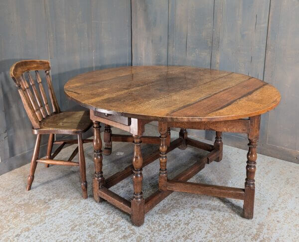 Excellent Colour 18th Century Oak Gateleg Table with Long Drawer