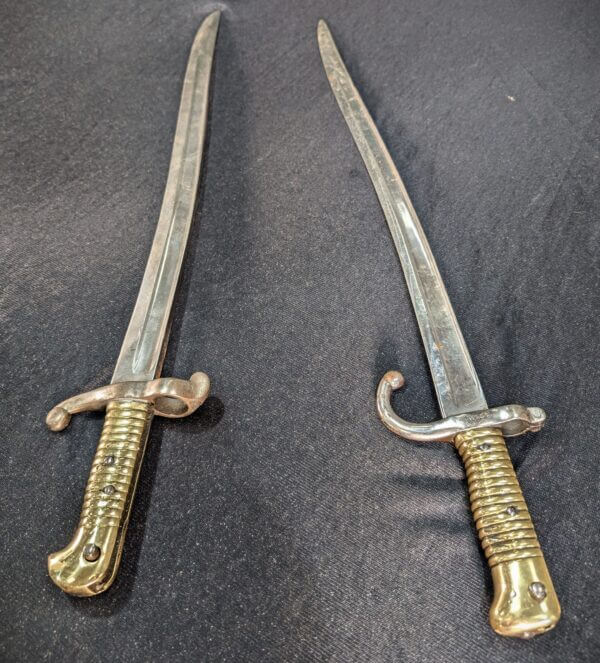 Two Antique Inscribed 19th Century French 'Chassepot' Bayonets