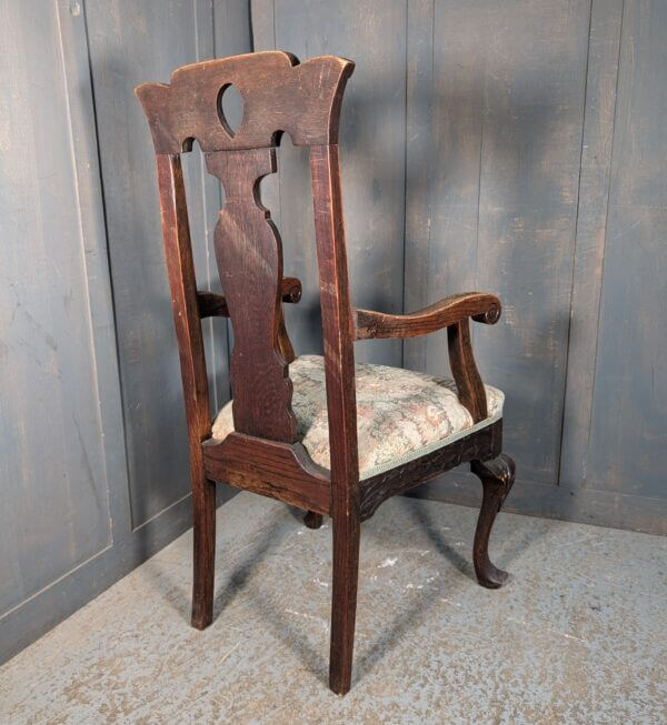 Antique Carolean Style Carved Oak Armchair