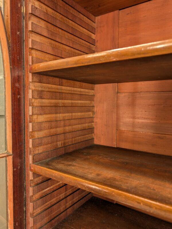 Elegant Late Georgian Glazed Satinwood Banded Mahogany Bookcase on Chest with Bracket Feet